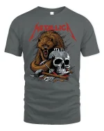 Savage Bear and Skull Heavy Metal Tee - gray t-shirt on white background