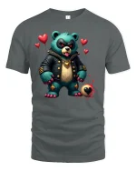 Badass Punk Love Bear Tee - gray t-shirt on white background