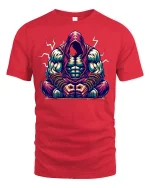 Hooded Warrior Muscle Power Tee - red t-shirt on white background