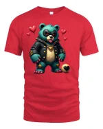Badass Punk Love Bear Tee - red t-shirt on white background