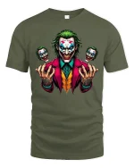 Villain Rage Clown Horror Tee - military green t-shirt on white background