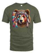 Tribal Bear Warrior T-Shirt - military green t-shirt on white background