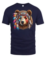 Tribal Bear Warrior T-Shirt - navy t-shirt on white background