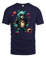 Badass Punk Love Bear Tee - navy t-shirt on white background