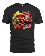 Color Splash Chameleon T-shirt - black t-shirt on white background