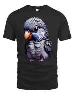 Cute Parrot Bird Tee - black t-shirt on white background