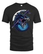Samurai Dragon Graphic T-shirt - black t-shirt on white background