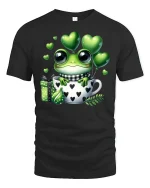 Cute Frog in Love Cup T-shirt - black t-shirt on white background