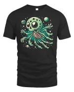 Alien Octopus Skull Graphic Tee - black t-shirt on white background