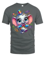 Cute Circus Elephant T-shirt - gray t-shirt on white background