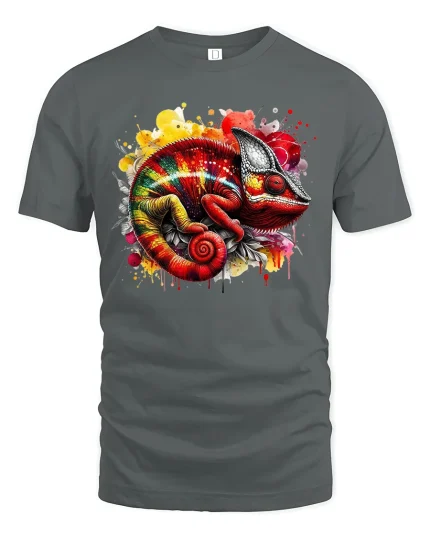 Color Splash Chameleon T-shirt - gray t-shirt on white background