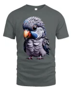 Cute Parrot Bird Tee - gray t-shirt on white background