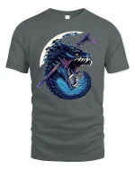 Samurai Dragon Graphic T-shirt - gray t-shirt on white background