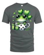 Cute Frog in Love Cup T-shirt - gray t-shirt on white background