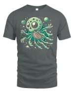 Alien Octopus Skull Graphic Tee - gray t-shirt on white background
