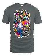 Hip Hop DJ Graffiti Style Tee - gray t-shirt on white background