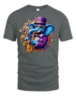 Cool Jazz Elephant Saxophone T-shirt - gray t-shirt on white background