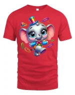 Cute Circus Elephant T-shirt - red t-shirt on white background