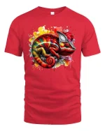 Color Splash Chameleon T-shirt - red t-shirt on white background