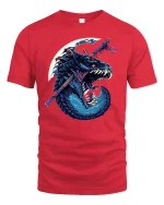 Samurai Dragon Graphic T-shirt - red t-shirt on white background