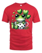 Cute Frog in Love Cup T-shirt - red t-shirt on white background