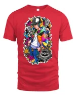 Hip Hop DJ Graffiti Style Tee - red t-shirt on white background