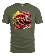 Color Splash Chameleon T-shirt - military green t-shirt on white background