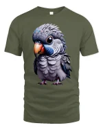 Cute Parrot Bird Tee - military green t-shirt on white background
