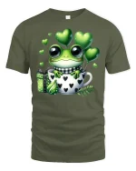 Cute Frog in Love Cup T-shirt - military green t-shirt on white background