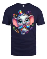Cute Circus Elephant T-shirt - navy t-shirt on white background