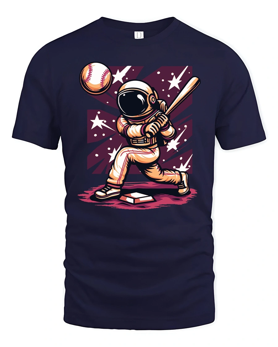 Space Baseball Astronaut T-shirt - 1 Space Baseball Astronaut T-shirt - navy t-shirt on white background