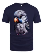 Cute Parrot Bird Tee - navy t-shirt on white background