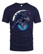 Samurai Dragon Graphic T-shirt - navy t-shirt on white background