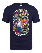 Hip Hop DJ Graffiti Style Tee - navy t-shirt on white background