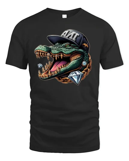 Diamond Swag Alligator Hip Hop Tee - black t-shirt on white background