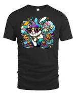 Hip Hop Bunny Graphic Tee - black t-shirt on white background