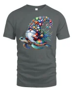 Ocean Gnome Riding Sea Turtle Tee - gray t-shirt on white background
