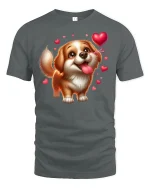 Cute Puppy Love Hearts Tee - gray t-shirt on white background