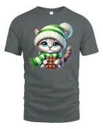 Cute Winter Kitten Chocolate Lover Tee - gray t-shirt on white background