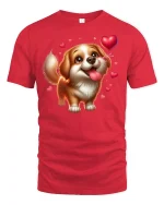 Cute Puppy Love Hearts Tee - red t-shirt on white background