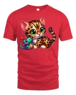Cute Leopard Kitten Plush Tee - red t-shirt on white background