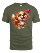 Cute Puppy Love Hearts Tee - military green t-shirt on white background