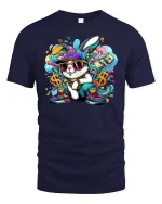 Hip Hop Bunny Graphic Tee - navy t-shirt on white background