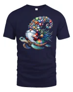 Ocean Gnome Riding Sea Turtle Tee - navy t-shirt on white background
