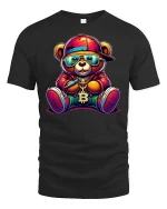 Bitcoin Hip Hop Bear Tee - black t-shirt on white background