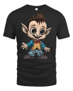 Funny Cartoon Goblin Tee - black t-shirt on white background