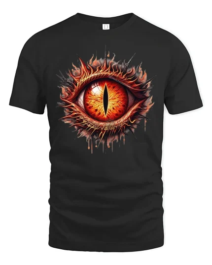 Fiery Dragon Eye Gothic Tee - black t-shirt on white background