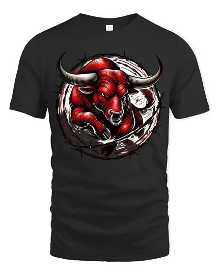 Charging Red Bull T-shirt - black t-shirt on white background