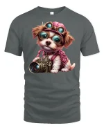 Cute Photographer Dog Camera Tee - gray t-shirt on white background