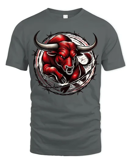 Charging Red Bull T-shirt - gray t-shirt on white background